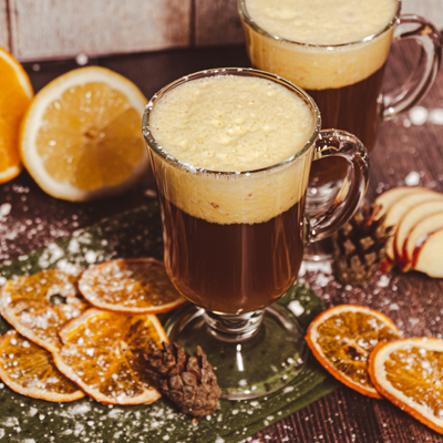 Mocha mulled wine with fruit