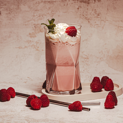 Iced coffee with raspberries
