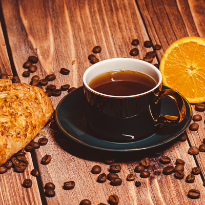 Orange coffee with pecan