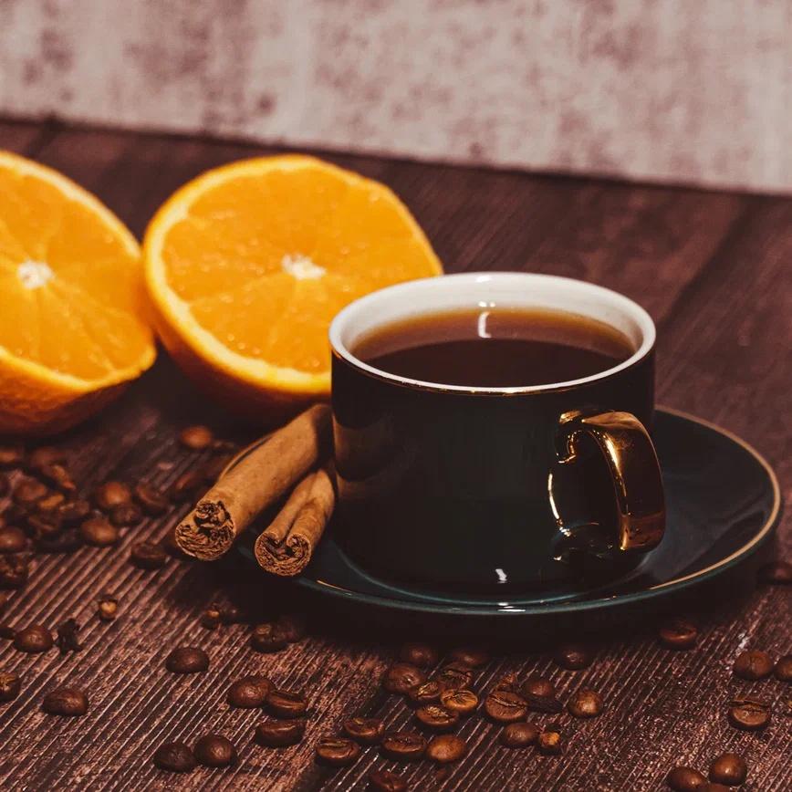 Orange coffee with cloves and cinnamon