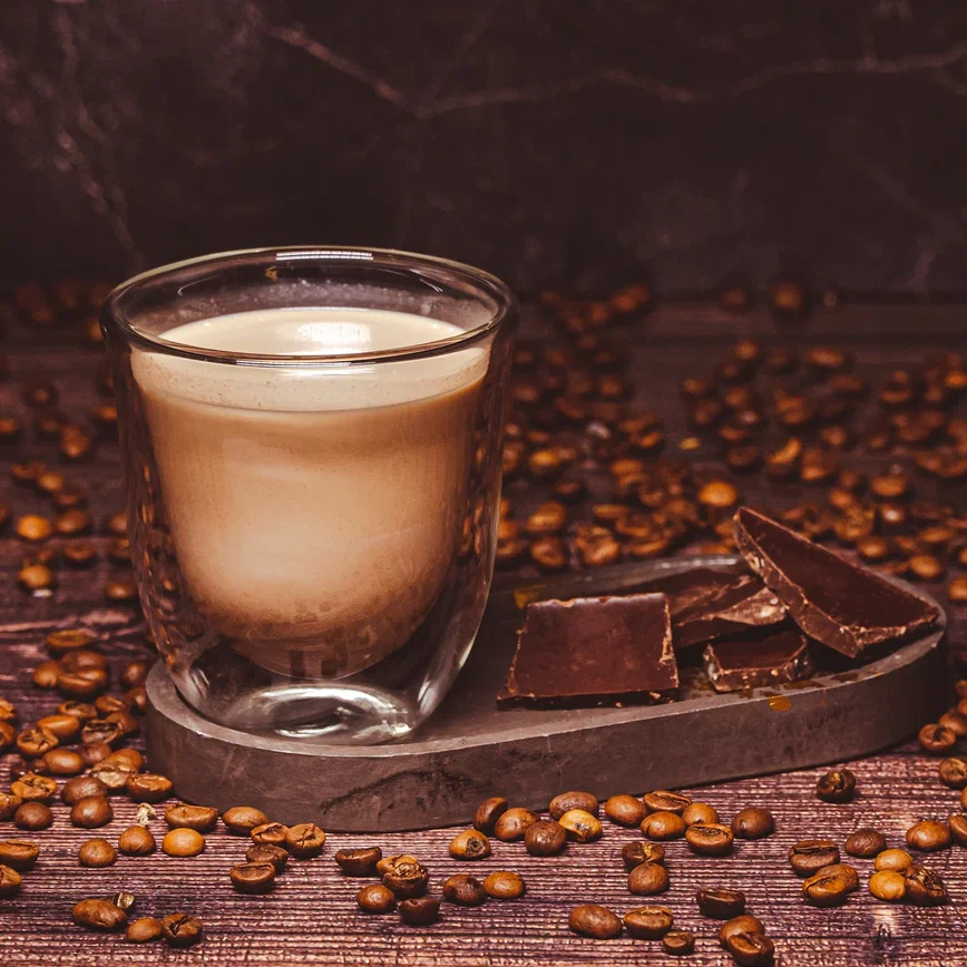 Coffee with chocolate cream