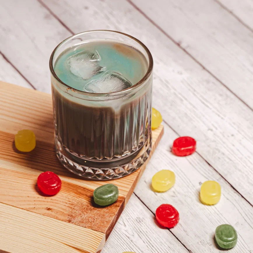 Rainbow iced latte