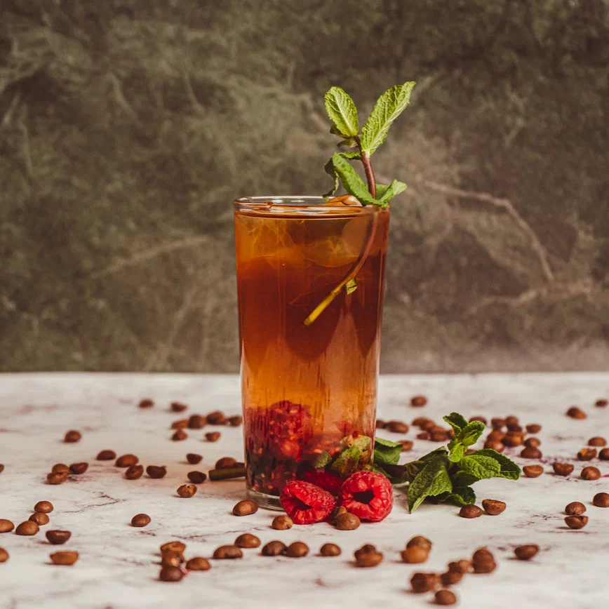 Raspberry Mint  Coffee Tonic